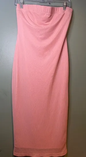 Revamped Strapless Tube Dress Size S Pink Ribbed Bodycon Y2K 2000s Coquette thumbnail 1