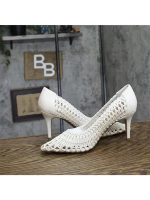 NWT INC International Concepts Zitah Woven Pointed Toe Pumps White Woven 9M thumbnail 12