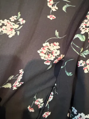 Abercrombie & Fitch Black Floral Print Wrap Dress Short Sleeve Low Cut Small thumbnail 3