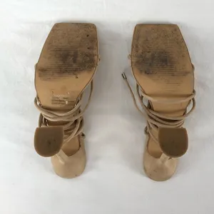 Ego Fiat Faux Leather Lace Up Square‎ Toe Sculptured Heel in Nude Size 7 thumbnail 9