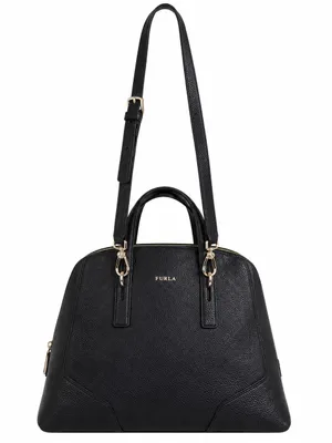 Furla Black Genuine Leather Satchel Handbag with Removable Crossbody Strap thumbnail 1