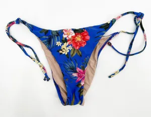 PQ SWIM PILYQ Bikini Bottoms SZ Small Boca Tie String Teeny NEW NWOT Blue Floral thumbnail 1