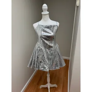 Babyboo Electra Mini Dress NWT Silver Sequin Party Size Large thumbnail 5