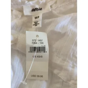 Aerie Women's Beach Coverup Top V Neck Tassel Front White XS‎ NWT thumbnail 8