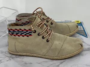 TOMS Sand Alarco Desert Chukka Boot Women 7‎ Aztec Lace Up Booties Beige Boho thumbnail 1