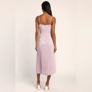 Lulu's Lavender Pleated Midi Dress XL thumbnail 4