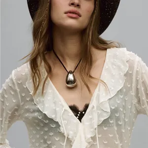 By ANTHROPOLOGIE Long-Sleeve Clip Dot Sheer Textured Blouse Women's Size Medium thumbnail 2