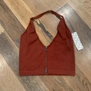 Urban Outfitters NWT Out From Under Wine Zipper Front Crop Top Size Large thumbnail 1