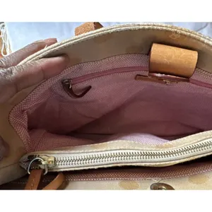 Dooney & Bourke Tan Polka Dot Tote Gold Hardware Bag Charm 12 x 10 x 4 thumbnail 13