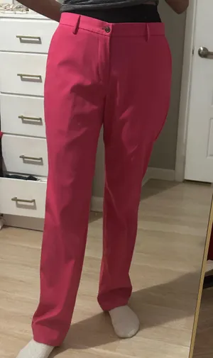Barbie pink business casual straight leg trouser pants thumbnail 5