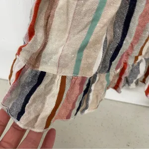 Free People Blue & Pink Vertical Striped Short Sleeve Wrap Dress Womens L Mini thumbnail 11