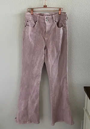American Eagle Stretch Super Hi-Rise Flare Pink 10 thumbnail 1
