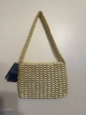 Universal Thread Beaded Mini Bag in Cream and Yellow thumbnail 2