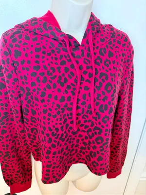NWT True Religion Red Leopard Print Cropped Hoodie Size Small thumbnail 6