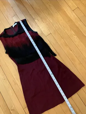 Sandro Ringo Black and Burgundy Maroon Tassel Fringe Cocktail Flapper Dress US 4 thumbnail 11