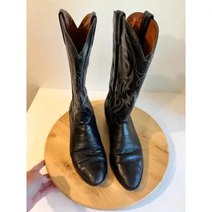 Vintage Dan Post Classic Black Genuine Leather Western Boots Size 9 Women's thumbnail 7