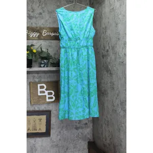 Adrianna By Adrianna Papell Neck Floral-Print Smocked-Waist Dress Blue / Green 8 thumbnail 2