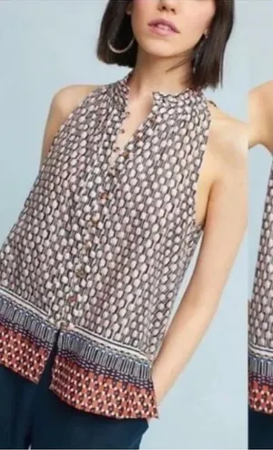 Anthropologie Women's Blouse Top‎ Shirt Maeve Prema Flora Small Button High Neck thumbnail 1