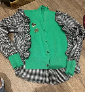 Green and houndstooth cardigan thumbnail 1