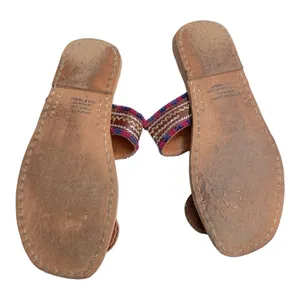 Kolhapuri Chappals Hand Embroidered Leather Flat Sandals Toe Ring 9 Brown thumbnail 10