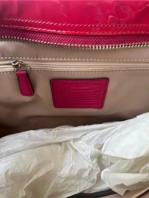 Coach Red Patent Leather Shoulder Tote thumbnail 4