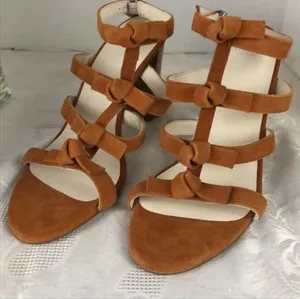 Anaki size 9.5 Paris tawny brown ankle strap heels thumbnail 1