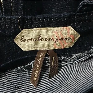 Boom Boom Jeans Denim Dress Womens Large Blue Sleeveless Dark Wash Casual Fitted thumbnail 3