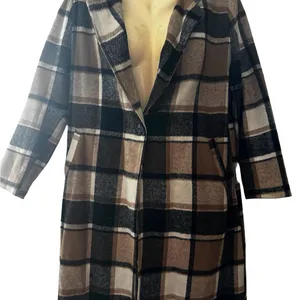 SHEIN Brown and Black Plaid Coat thumbnail 1