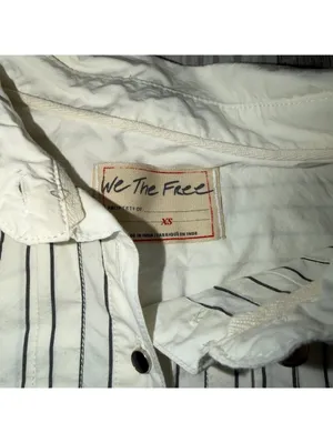 Free People We the Free After Hours Stripe Oversized 1/4 Button Down Top size xs thumbnail 7