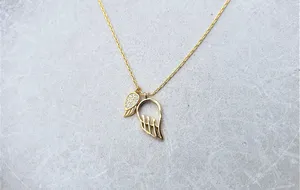 Handmade Angel wings 925 Sterling silver necklace dual charms thumbnail 5