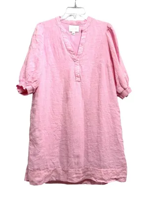 Lilly Pulitzer Pink 100% Linen V-Neck Puff Sleeve Shift‎ Dress Size 10 016977 thumbnail 1