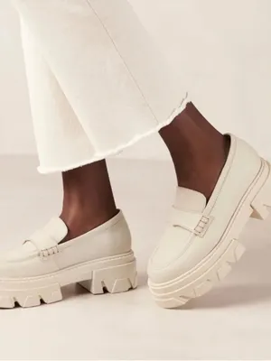 EUC ALOHAS Leather Trailblazer Platform Loafers Cream Size 6.5 thumbnail 3