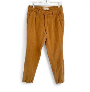 Anthropologie Women Scout Slim Pleated Straight Leg Ankle Pants Honey 27 Boho thumbnail 3