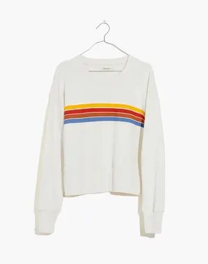 Madewell Multicolor Striped Cream Sweater Large thumbnail 3