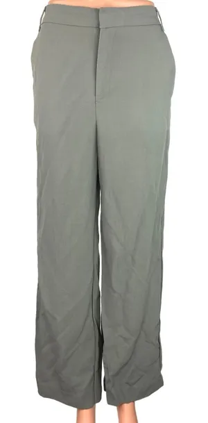 Zara Gray High Waisted Ankle Zip Pockets Career Office Wide Leg Pants Size M thumbnail 1