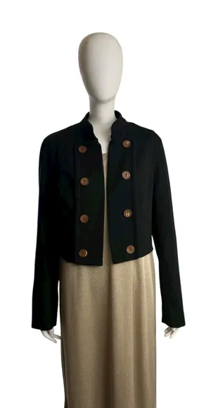 Kenzie Women's Black Cropped Double Breasted Military Style Jacket Size 12 thumbnail 1