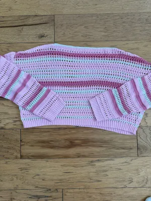 SheIn Pink Crochet Sweater thumbnail 4