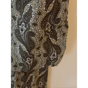 Columbia‎ Womens XL Paisley Tunic Top Olive Brown 3/4 Sleeve Button Neck AL7308 thumbnail 5