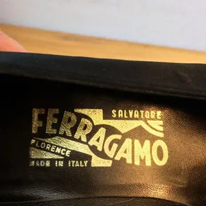 Salvatore Ferragamo black satin block heel pumps with rhinestone accent details thumbnail 10
