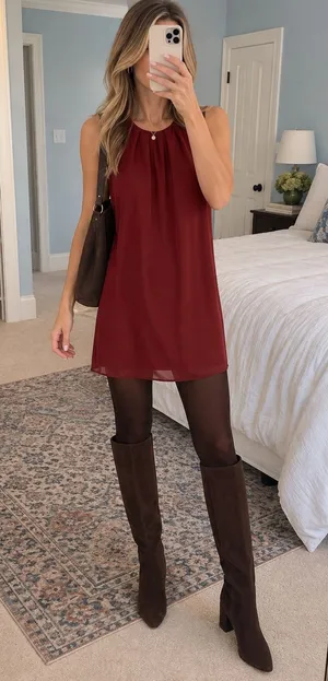 Forever 21 Burgundy Pleated Neck Sleeveless Shift Mini Dress Size Small thumbnail 1