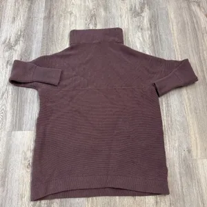 Free People Ottoman Slouchy Tunic Sweater Plum Brown Mock Neck Ribbed Size Small thumbnail 4