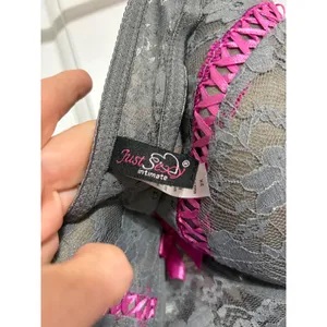 Just‎ Sexy Intimate Chemise Lingerie Coquette Gray Pink Ribbon Lace 2X thumbnail 8