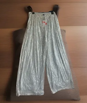 Cider Silver Sequin Size X-Large Elastic Mid Waist Straight Leg Pants Brand thumbnail 1