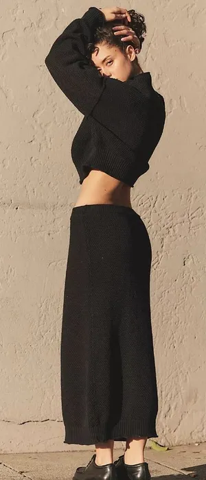 NWT FREE PEOPLE Hailee Sweater Skirt Set In Black SIze Small thumbnail 1