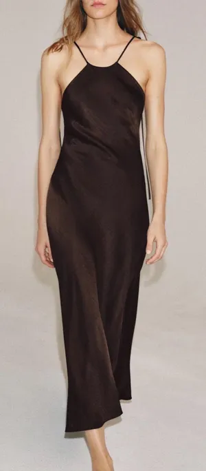 Zara ZW COLLECTION SATIN HALTER DRESS thumbnail 1