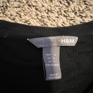 H&M Black Ribbed‎ Henley Long Sleeve Top Tencel Lyocell Blend Small thumbnail 2