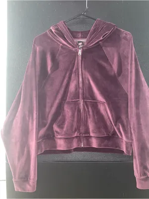 Victoria's Secret Velour Zip up Hoodie in Plum thumbnail 1