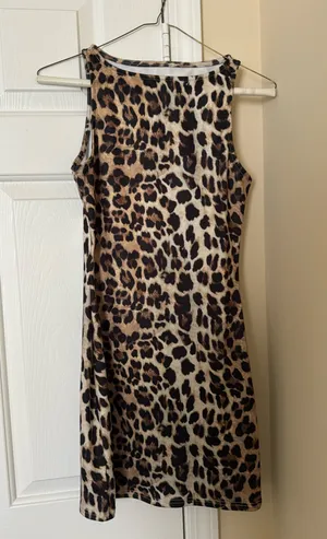 Trendy leopard mini dress Brown thumbnail 1