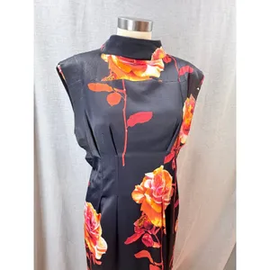 Karen‎ Millen Rose Floral High Neck Bow Back Double Sleeve Maxi Midi Dress US 8 thumbnail 3