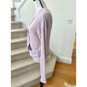 Free People Lilac Purple Nubby Wrap Sweater thumbnail 3